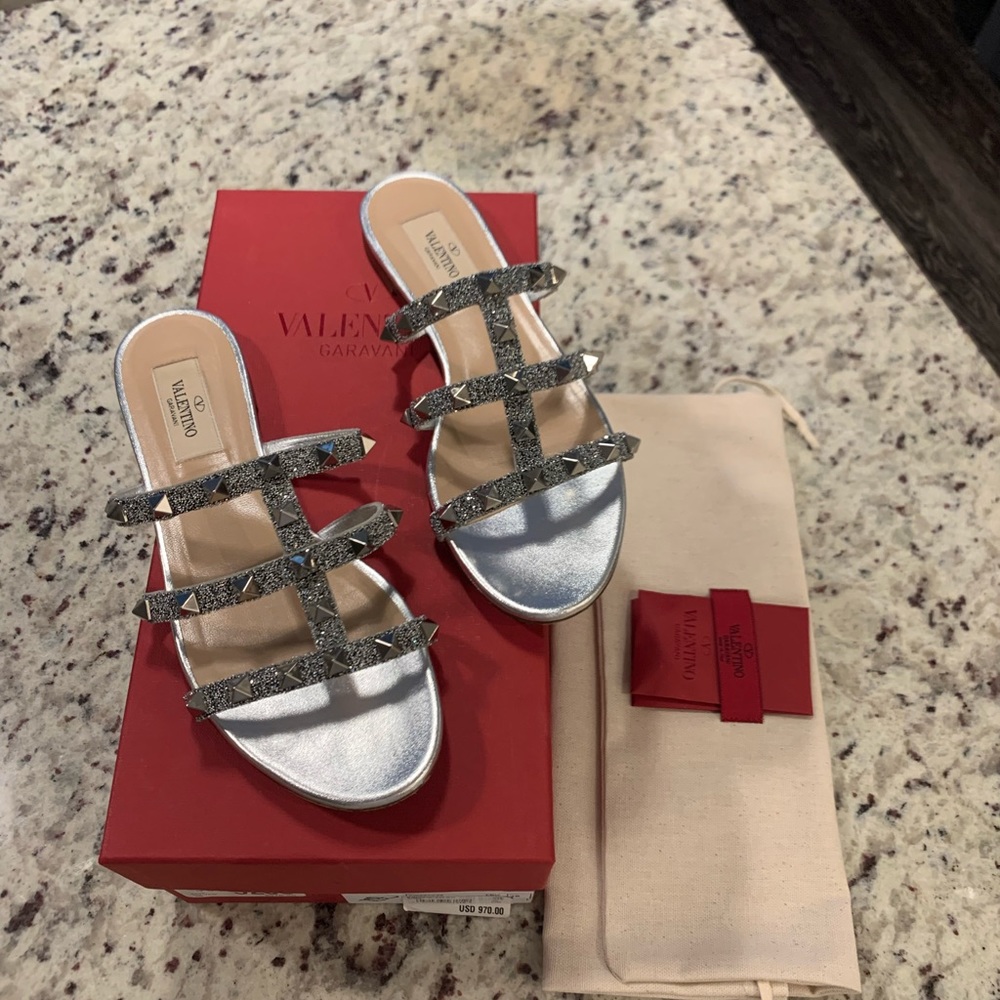 Valentino Silver rock stud sandals